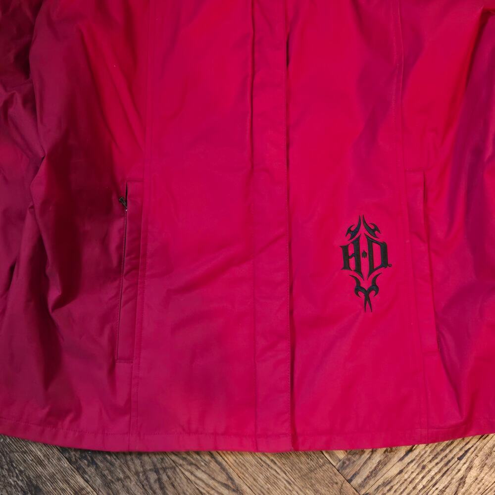 VTG Harley Davidson Women's Nylon Riding Jacket Hot Pink Size XL Shoulder Pads - Picture 2 of 10